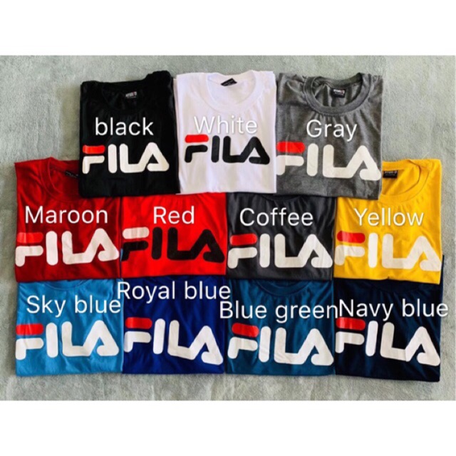 yellow blue and red fila shirt