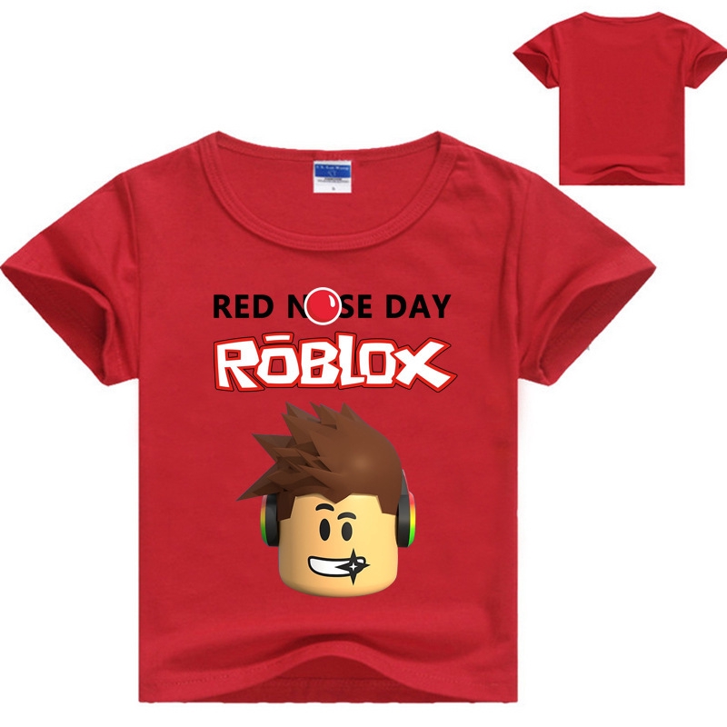 New Short Sleeved Roblox Red Nose Day T Shirt For Boys And Girls Cartoon Children S Wear Shopee Philippines - simyjoy children roblox t shirt kids red nose day tee cute
