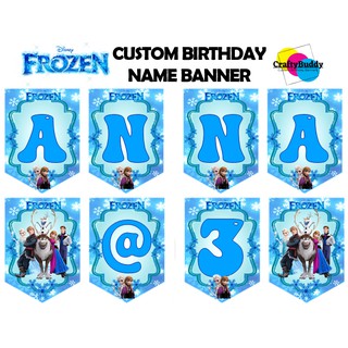 fun kids party banner hbd frozen bunting flag character frozen olaf elsa anna birthday banner shopee philippines
