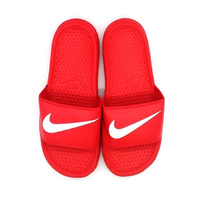 red nike slippers