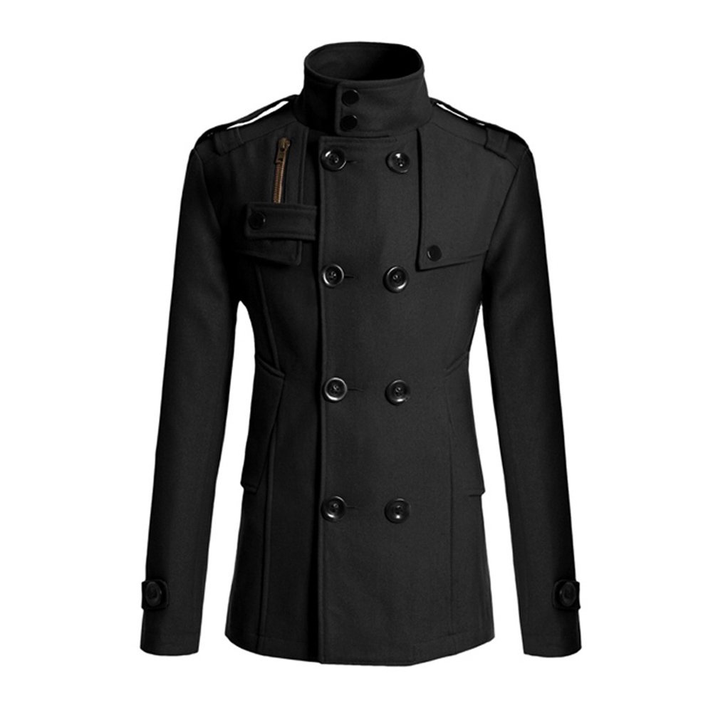 TOPMEN Men Gent Winter Formal Trench Coat Double Breasted Overcoat Long