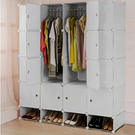 GSDPK-HIgh quality 16 Cubes Doors DIY Storage Cabinet with Bottom Shoe Rack