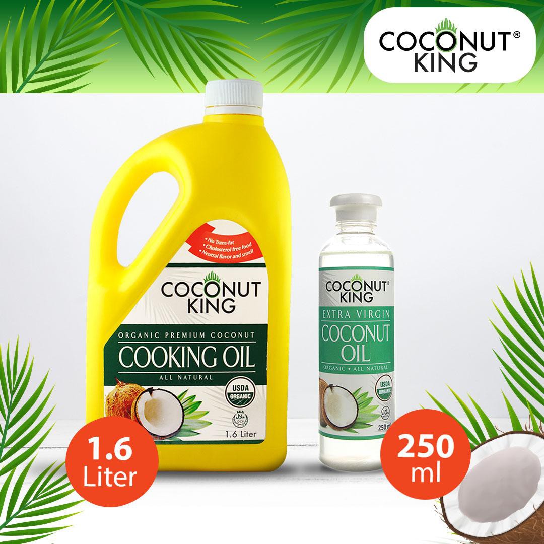 Coconut King Organic Premium Coconut Cooking Oil 1.6L with Extra Virgin Coconut Oil 250ml