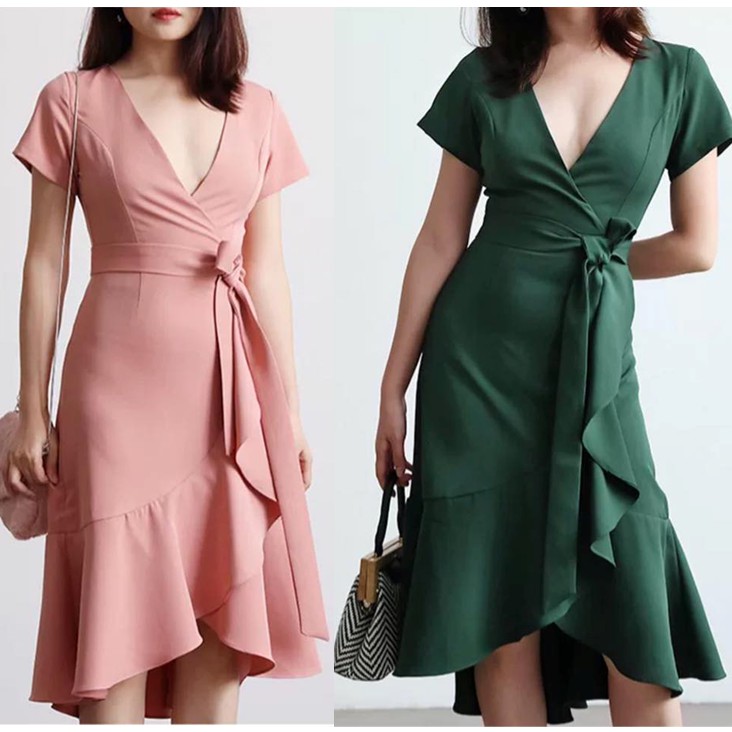 wrap around dress shopee