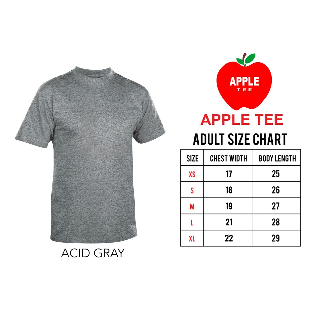 T Shirt Round Neck Adult Plainshirt Unisex Apple Tee Acid Gray