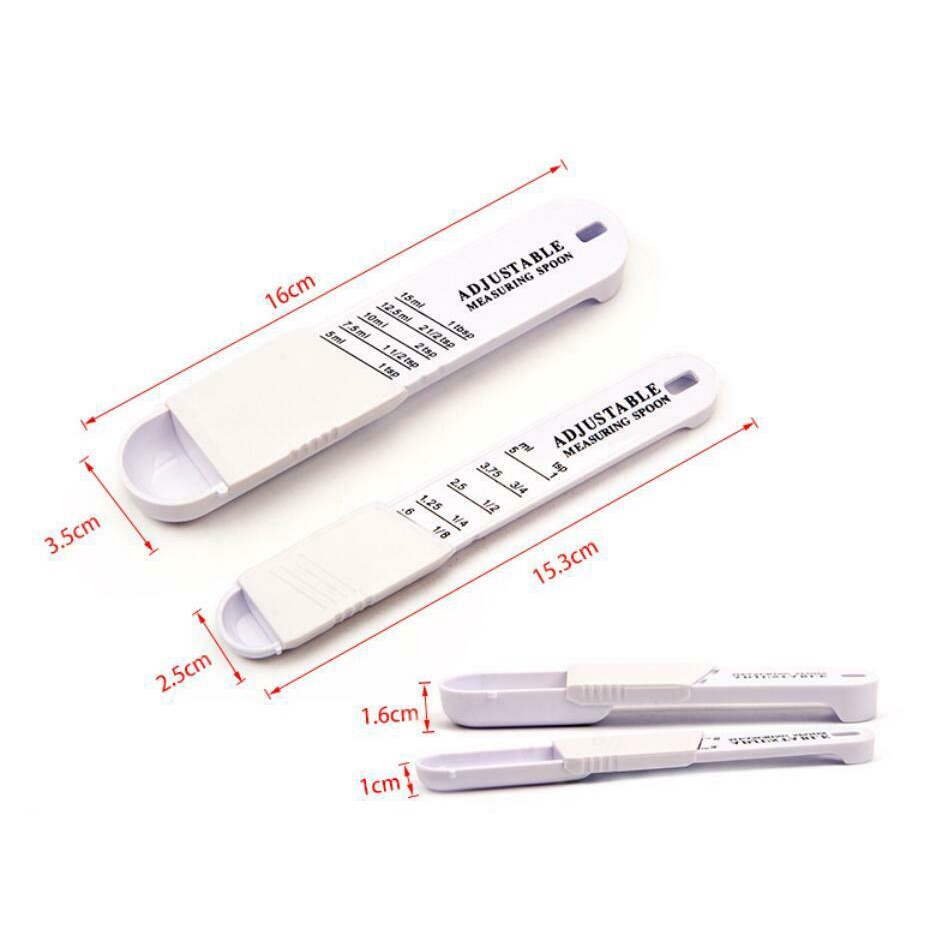 Adjustable Measuring Spoons Set Baking Sliding Scoop 1/8 Teaspoon 1 Tablespoon