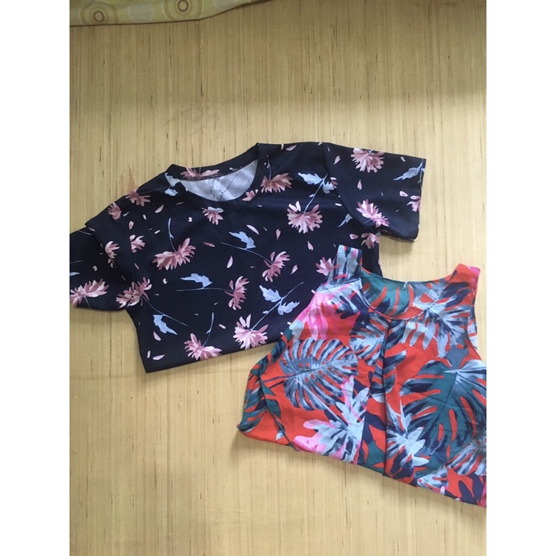Floral tops (Blue and Sleeveless) Shopee Philippines