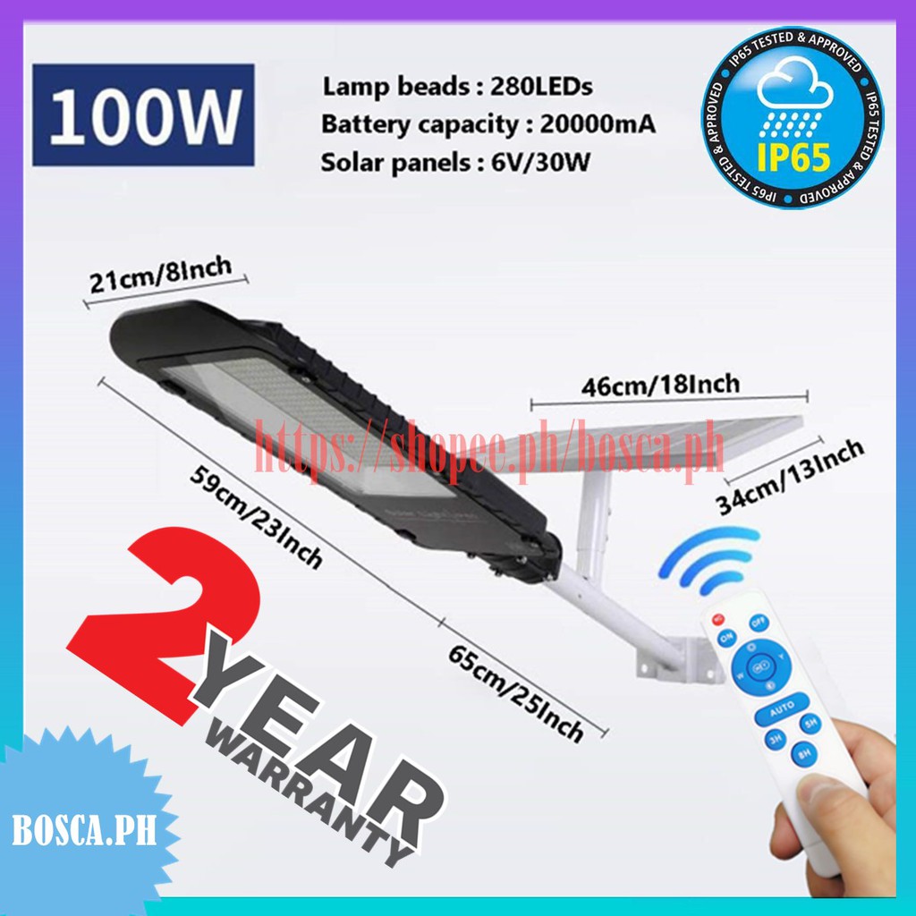 BOSCA 2 Year Warranty Nl Solar Street Light Outdoor With Pole Remote Battery Display