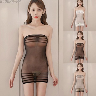 【BLOOPH】Bodycon Dress Hip Wrap Mini Nylon One Size See Through Sexy Tube Dressready stock