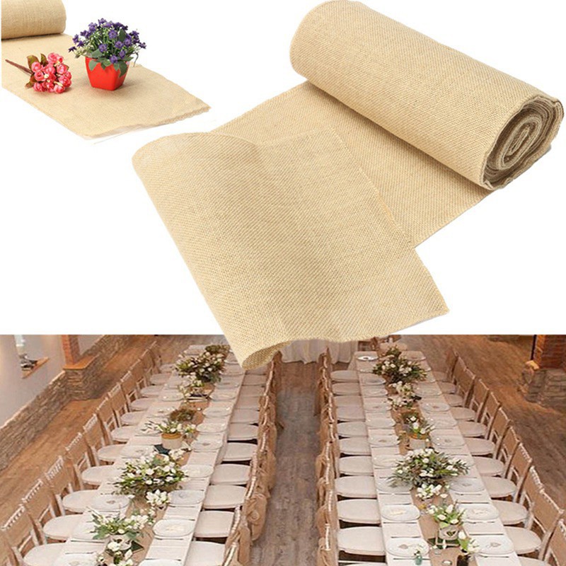 30x275cm Burlap Table Runner Cloth Wedding Decoration Natural Jute