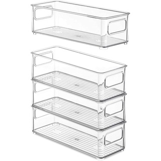 1 Pcs Refrigerator Organizer Bins, Clear Stackable Plastic Food Storage Rack with Handles for Pantry, Kitchen #7