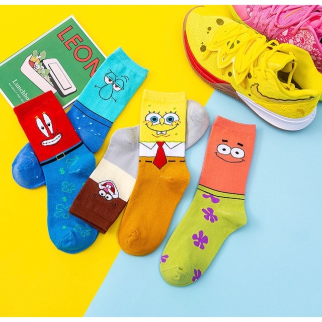 Ulzzang Kyrie Irving SpongeBob Mid Sock 