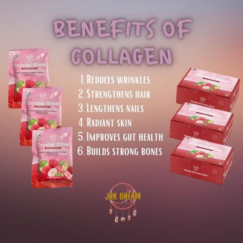 Crystal Glow Collagen Drink 10 sachet/box by JRK Dream & Glow lipo by Prestige International