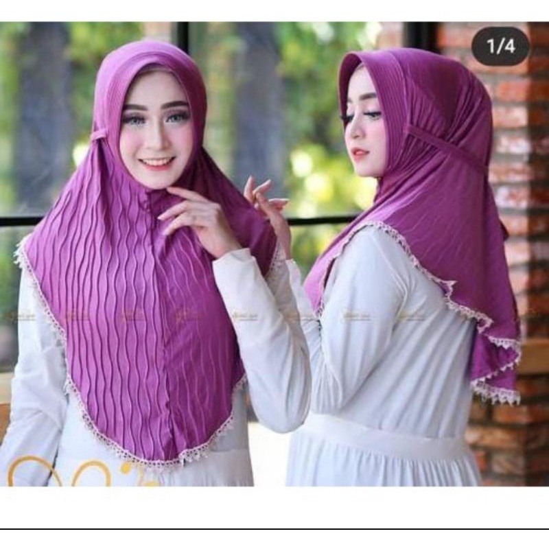 Viral Instant Hijab Jersey Bergo Plisket Wave Lace Rope Instant Hijab