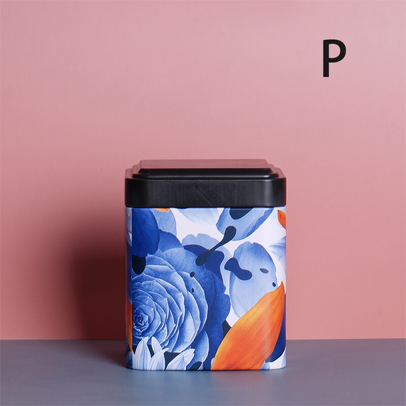 Fleeting time Tea Sealed Box Kitchen Storage Tin Square Can Candy Iron