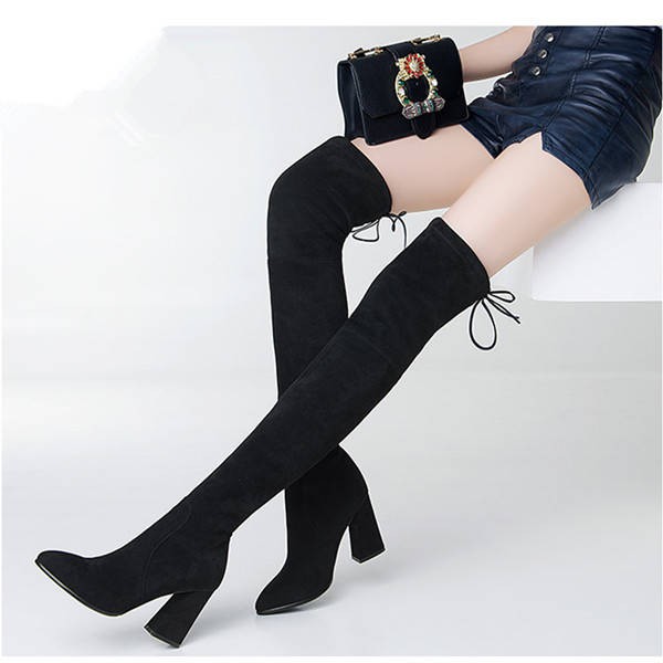 knee high boots thick heel