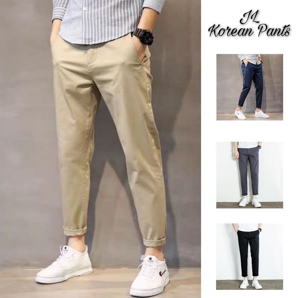 Chino Pants for Men 4 Colors Premium Quality Cotton Roll-up Slacks ...