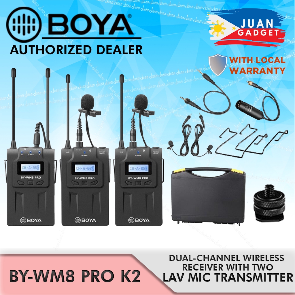 Boya BYWM8 Pro K2 UHF Dual Channel Lapel Microphone JG Superstore