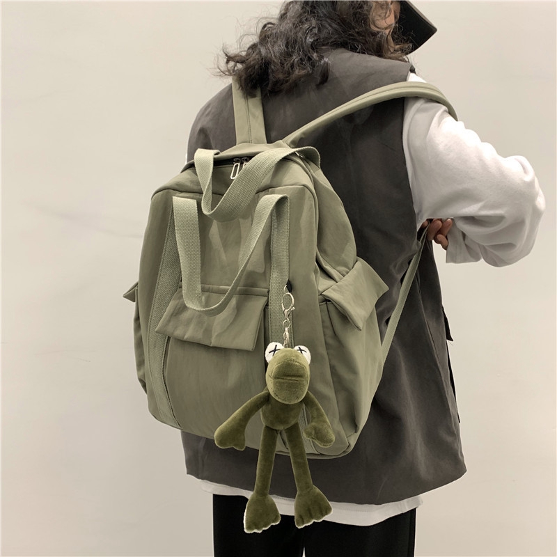 Junior high school student canvas backpack schoolbag female Korean ...
