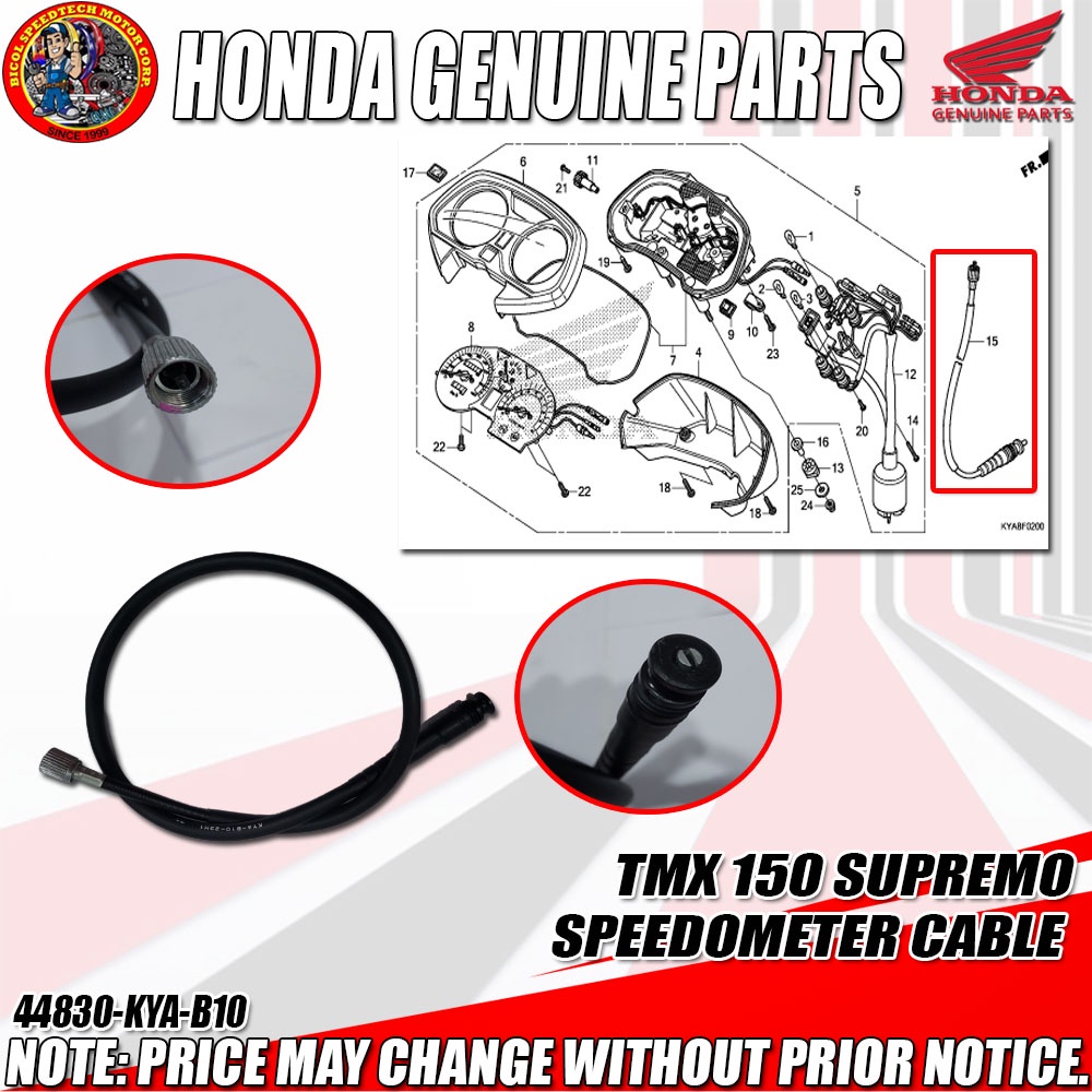 TMX 150 SUPREMO SPEEDOMETER CABLE (HPI)(Genuine 44830KYAB10) Shopee