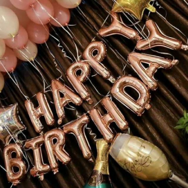 Rose Gold Happy Birthday Set Letter Balloons Shopee Philippines
