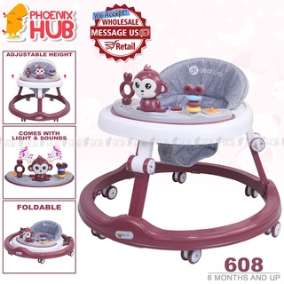 Phoenix Hub 608 High-Quality Musical Walker For Baby With Music Adjustable Height and Seat Foldable