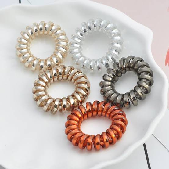 Rubber Telephone Wire Hair Tie Spiral Slinky Ponytail