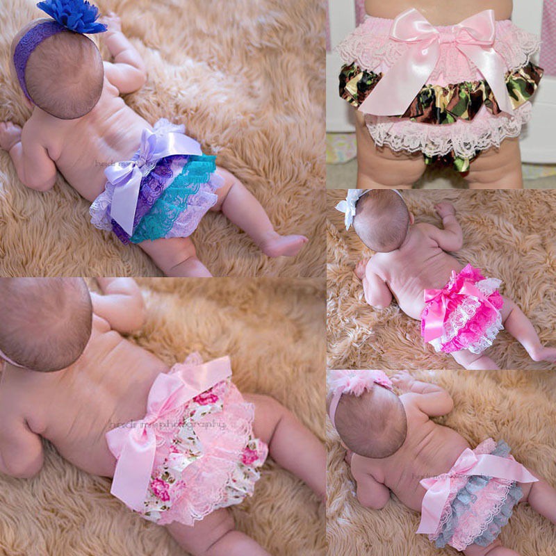 Lanhui Toddler Baby Girl Lace Ruffle Bloomer Nappy Underwear Panty Diaper Cover 