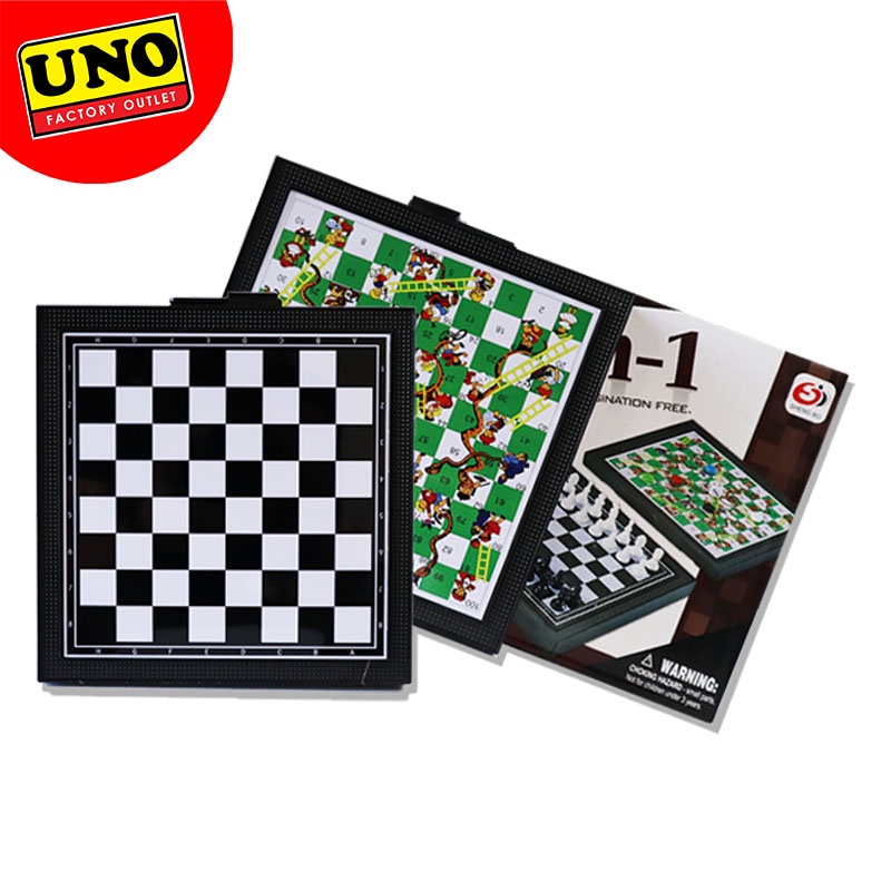 UNO 2IN1 INDOOR BOARD GAME CHESS SNAKE & LADDER | Shopee Philippines