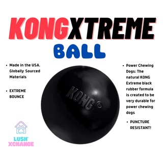 KONG - Extreme Ball - Durable Rubber Dog Toy for Power Chewers, Black - for Dogs Medium/Large Size