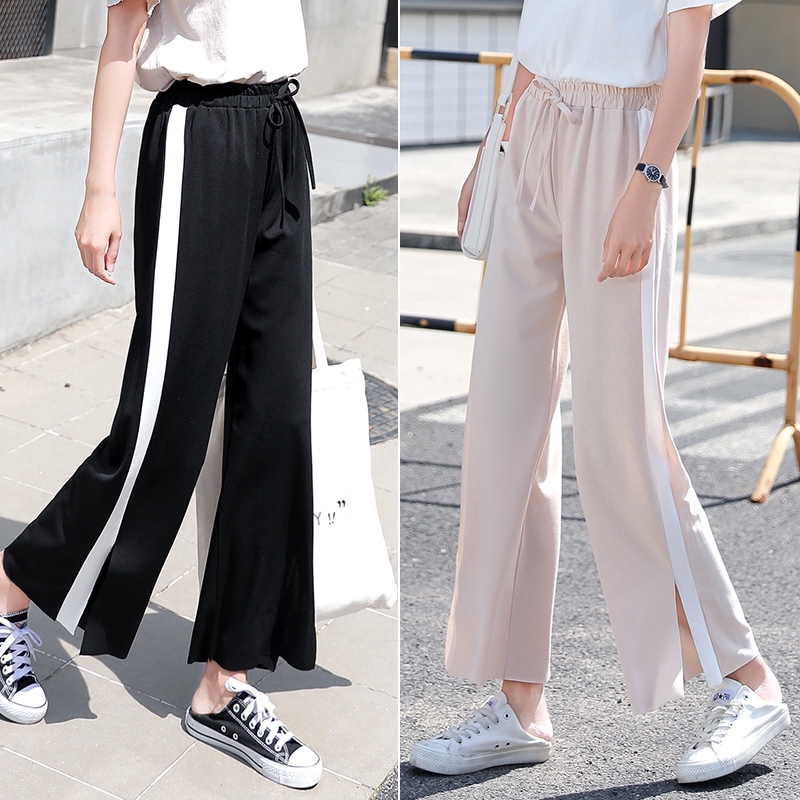 high waisted striped pants wide leg