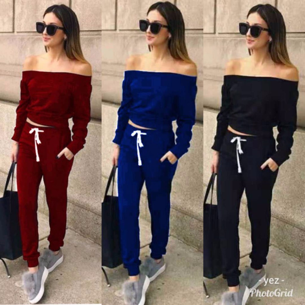 Terno Pants Offshoulder Jogger Pants Dress Casual | Shopee Philippines