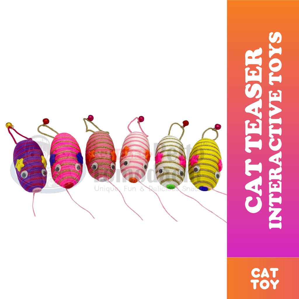 Cat Toy Mouse with Bell (Stripe) Teaser, Chaser and Interactive Wand Cat Toys Cat Accessories