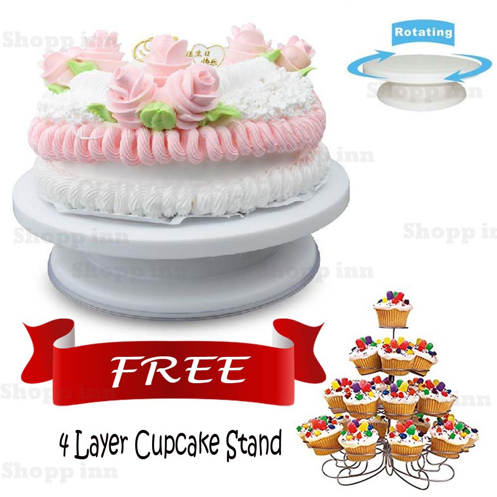 Shopp Inn Bakeware Cake Turntable With 4 Layer Cupcake Stand