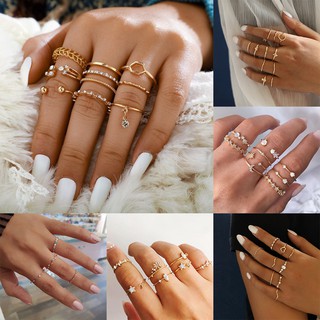8Pcs Fashion Ring Women Set Charm Birthday Gift Knuckle Finger Rings Trendy Hand Jewelry Factory Wholesale