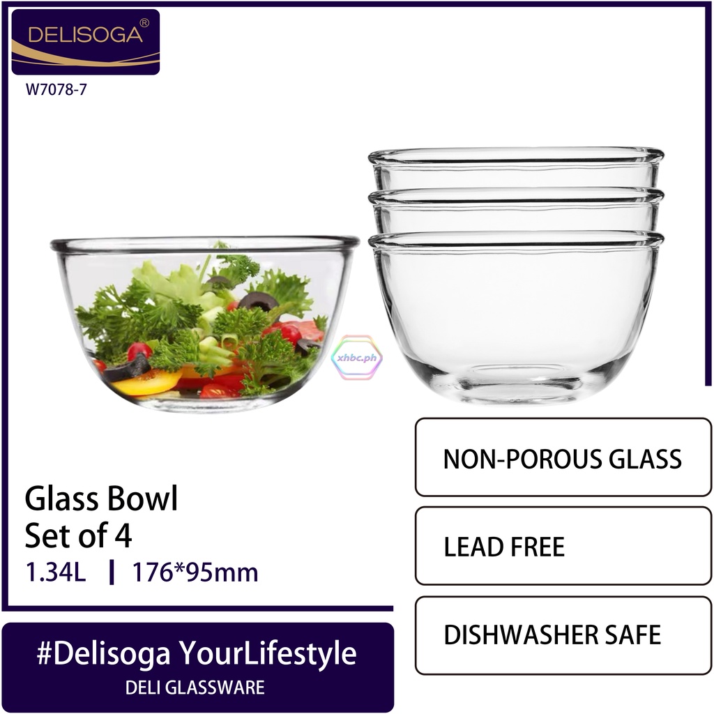 Deli Delisoga 1.34L Glassware Clear Glass Bowl salad bowl Set (1pcs ...