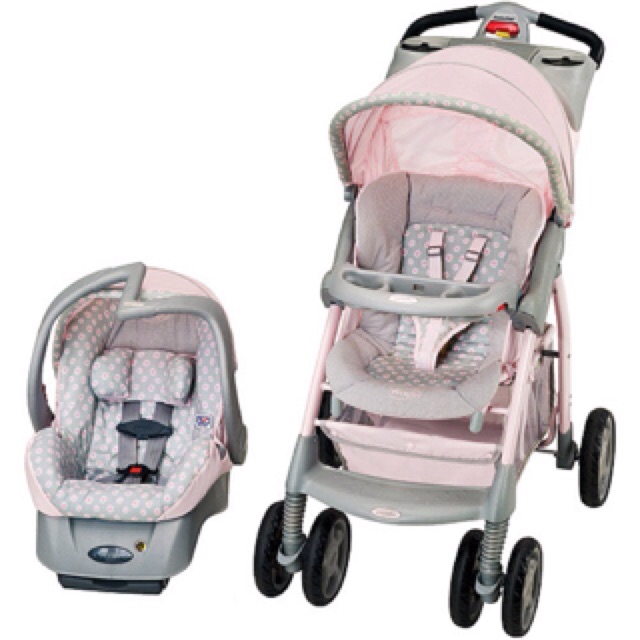 pink car seat stroller combo