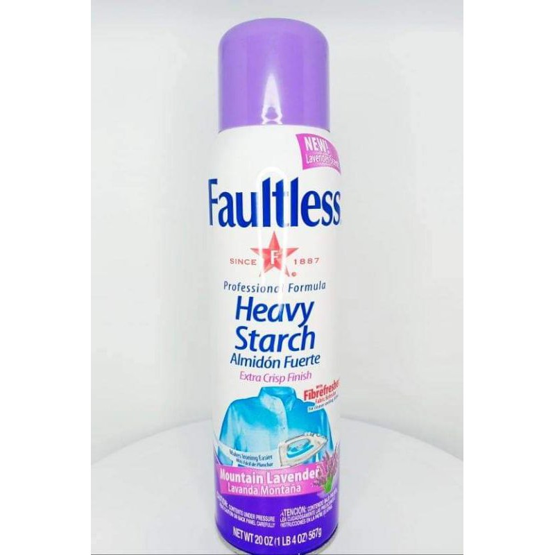 Faultless Heavy Starch Ironing Spray ( Almirol ) Lavender Scent 585 ml