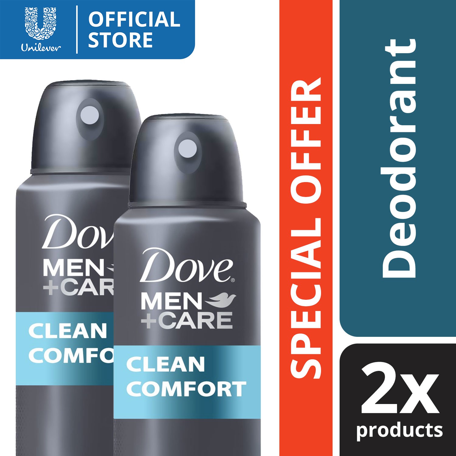 Dove Men Deodorant Aerosol Clean Comfort 150ML x2 Special Offer