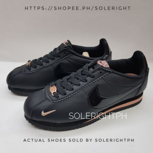 nike cortez womens black and rose gold