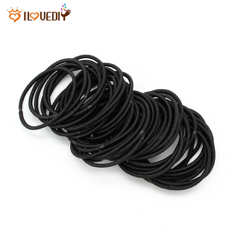 50Pcs Black Elastic Rubber Hair bands Women Kids Hair Ties Shopee Philippines