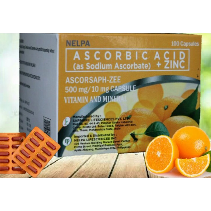 AscorsaphZee (NELPA Ascorbic Acid as Sodium Ascorbate + Zinc) 500mg