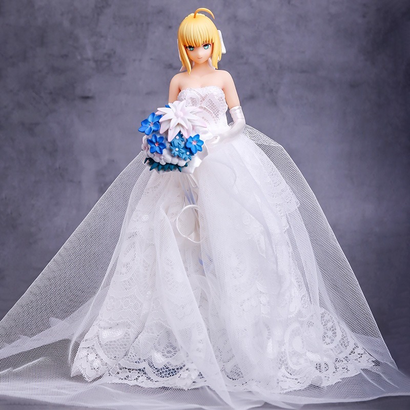 fate/stay night anime figure saber 10th royal wedding dress ver action  figure saber bikini sexy anime model toy