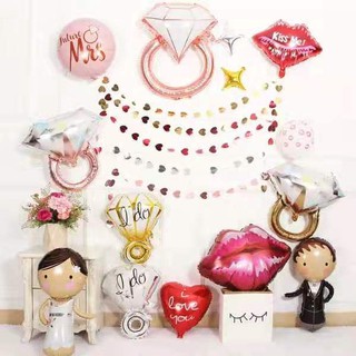 26 inches Wedding love theme 3D Blink Diamond Ring Gold and Rose Gold modeling aluminum foil balloon #4