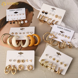 Retro Pearl Butterfly Earring Set Crystal Tassel Gold Stud Earrings Fashion Women Jewelry Accessories