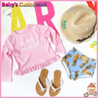 LH 2 Pcs/set Children Swimsuit Sunscreen Long-sleeve Top + High-waist Shorts For 3-7 Years Old Kids #3