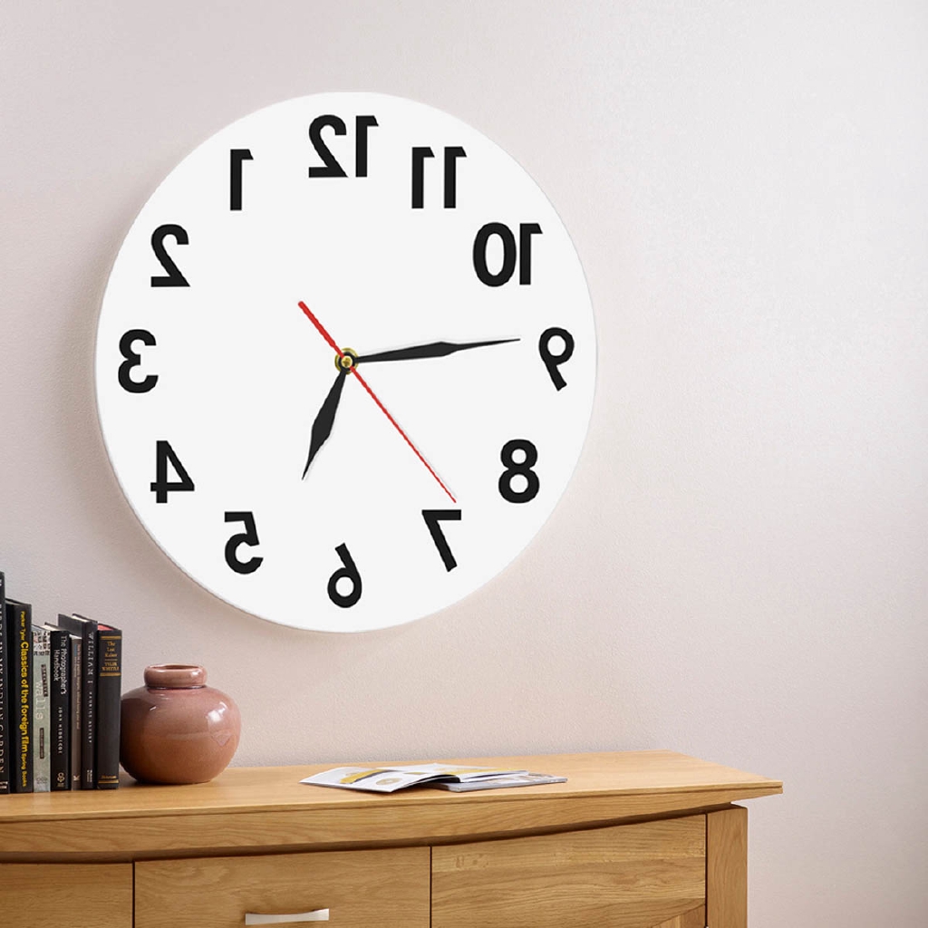 Wall Clocks Runs Counterclockwise and Reverse Black Backwards Wall