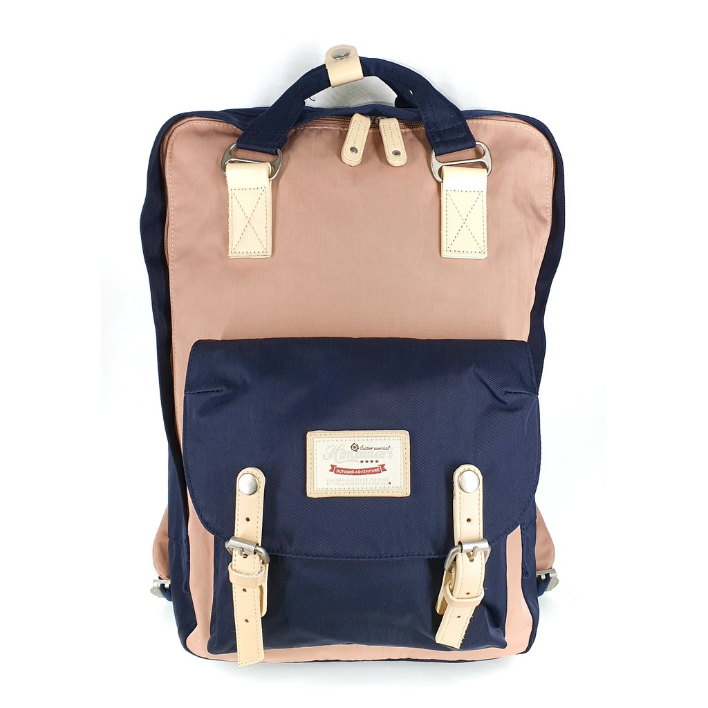 pink navy blue backpack