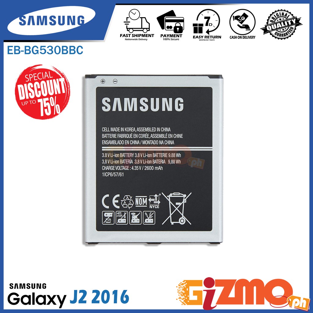 Samsung Galaxy J2 16 Sm J210f Sm J210h Model Eb Bg530cbe Battery Original Equipment Manufacture Shopee Philippines