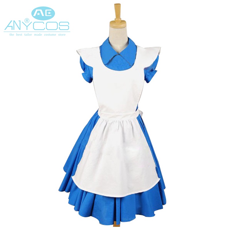 Movie Alice In Wonderland Cosplay Costume Blue Alice Uniform Dress Apron Halloween Cosplay 